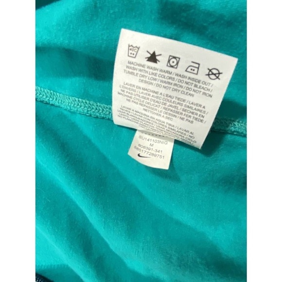 Nike Hoodie Green Zip Girls Boys Size M Green with Asymmetric Graphic - Picture 7 of 9